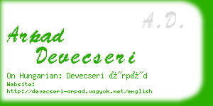 arpad devecseri business card